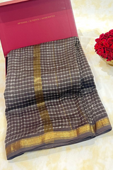 HOV Hand-Block Print Saree Zari Border - 011-01