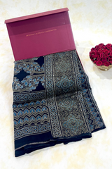 HOV Ajarakh Hand-Block Print Saree - Mul Cotton - 014