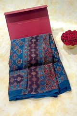 HOV Ajarakh Hand-Block Print Saree - Modal - 007