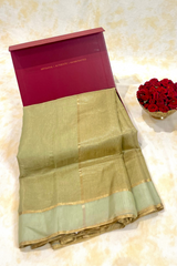 HOV Handloom Chanderi Half Tissue Saree - Checks Pallu - 002-02-03