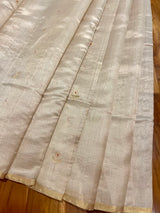 Handlooom Chanderi Silk Saree - Mini Round Buta With Red Mina - Gold