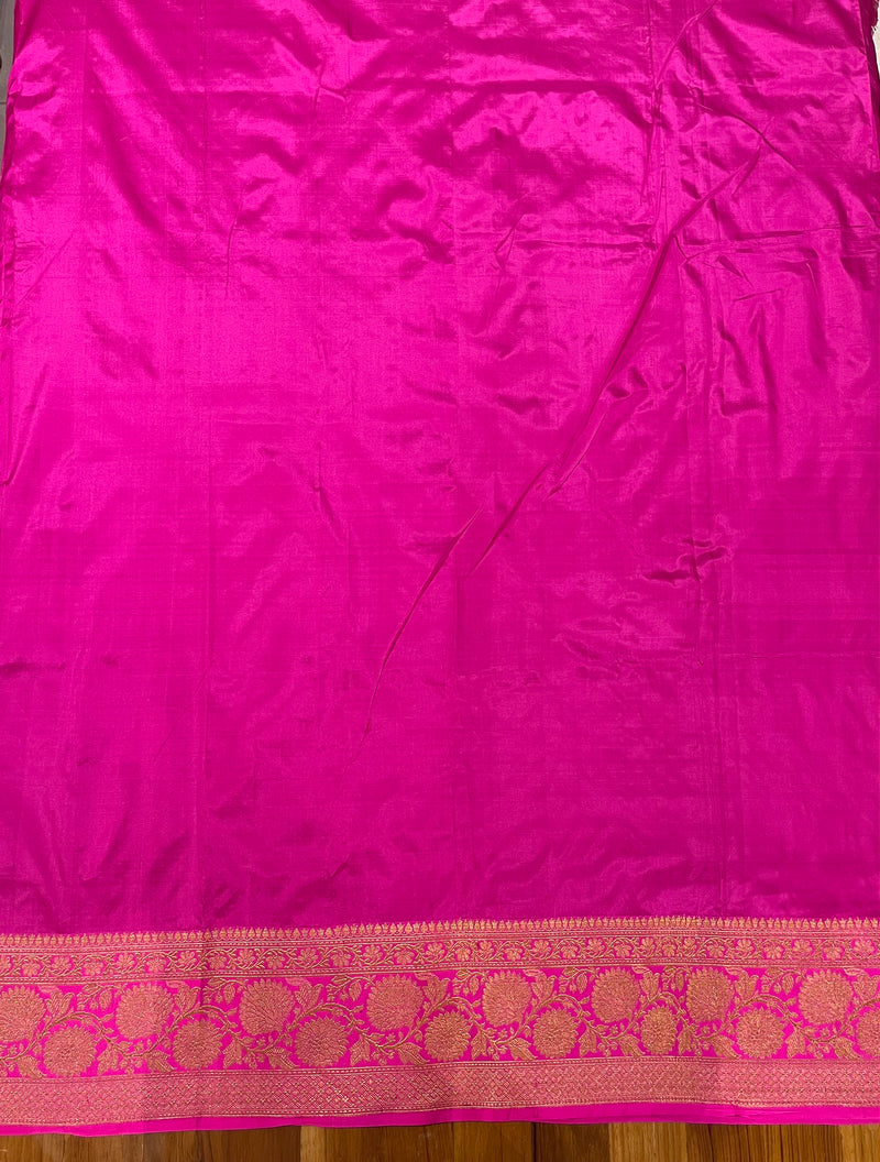 Handloom Kadhua Banarasi Silk Saree - Butidar - Pink Red