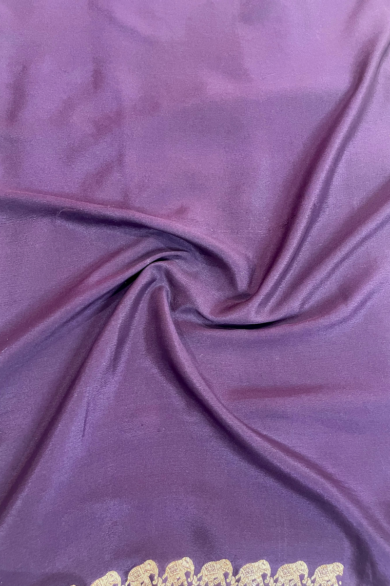 HOV Handloom Banarasi Crepe Silk Saree - Plain Body With Border -Light Purple - 071