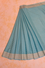 HOV Handloom Banarasi Crepe Silk Saree -  Butidar Star All Over - Sky Blue - 076
