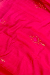 Handloom Silk Cotton Chanderi Saree - Star Motif - Maroon