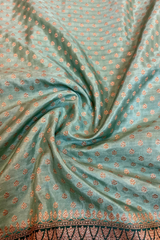 HOV Handloom Banarasi Katan Crepe Silk Saree - Light Green Dark Green- 106