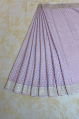 HOV Handloom Banarasi Crepe Silk Saree - Butidar Star All Over- Lilac - 077