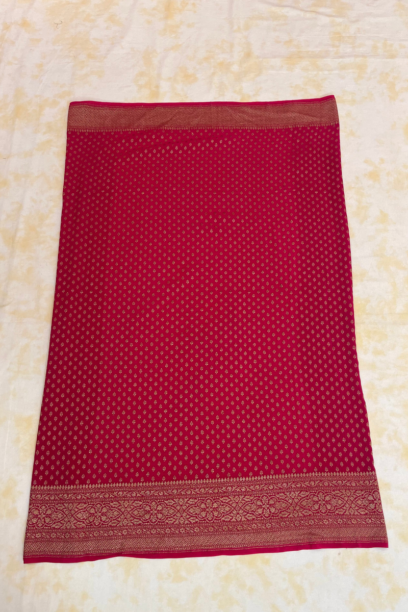 HOV Handloom Banarasi Crepe Silk Saree -  Copper Zari All Over- Baby Pink - 078