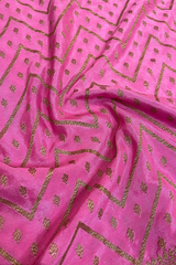 HOV Handloom Banarasi Crepe Silk Saree -  Copper Zari All Over- Baby Pink - 078