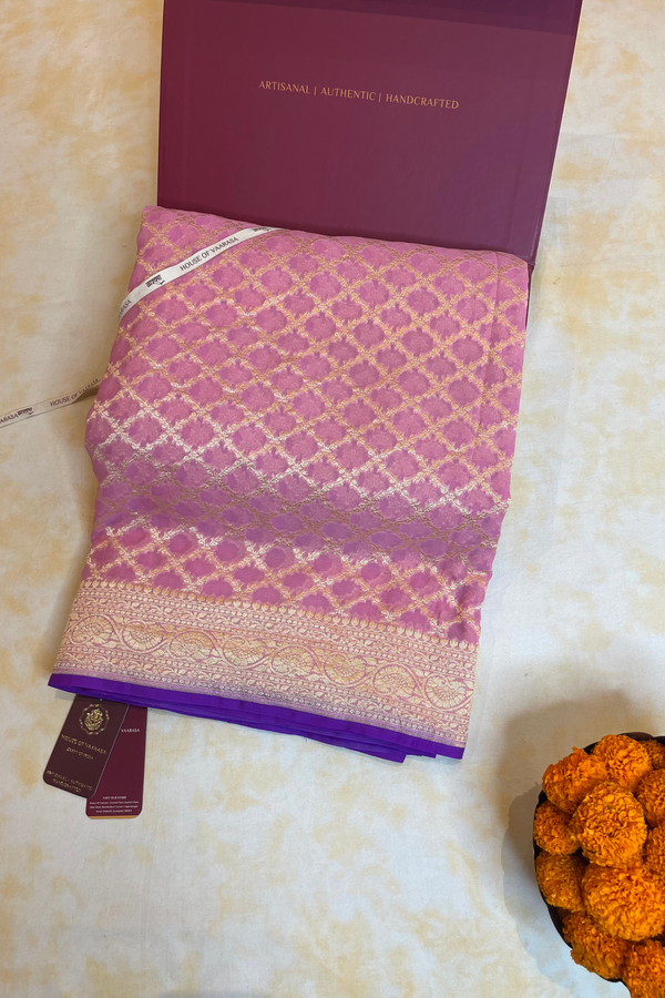 HOV Handloom Banarasi Georgette Silk Saree - All Over Jaali Design Aboli - 081