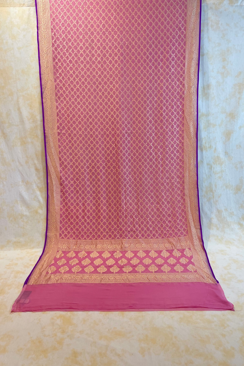 HOV Handloom Banarasi Georgette Silk Saree - All Over Jaali Design Aboli - 081