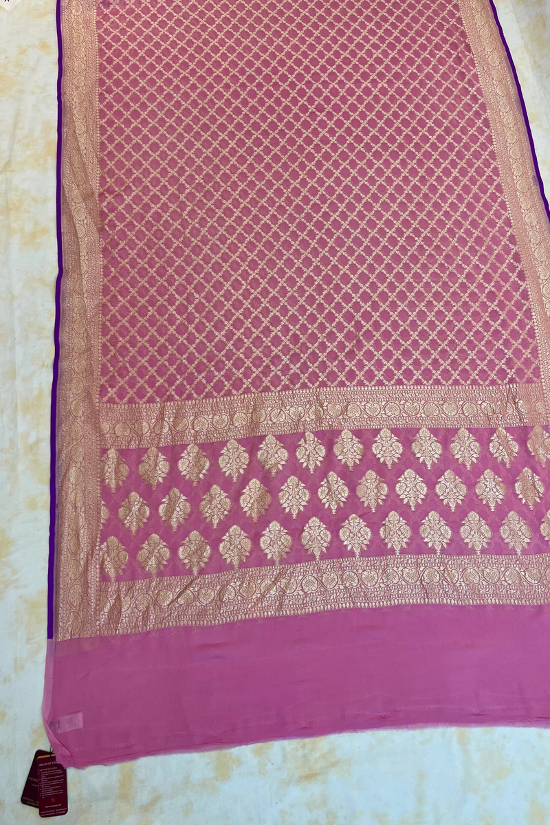 HOV Handloom Banarasi Georgette Silk Saree - All Over Jaali Design Aboli - 081