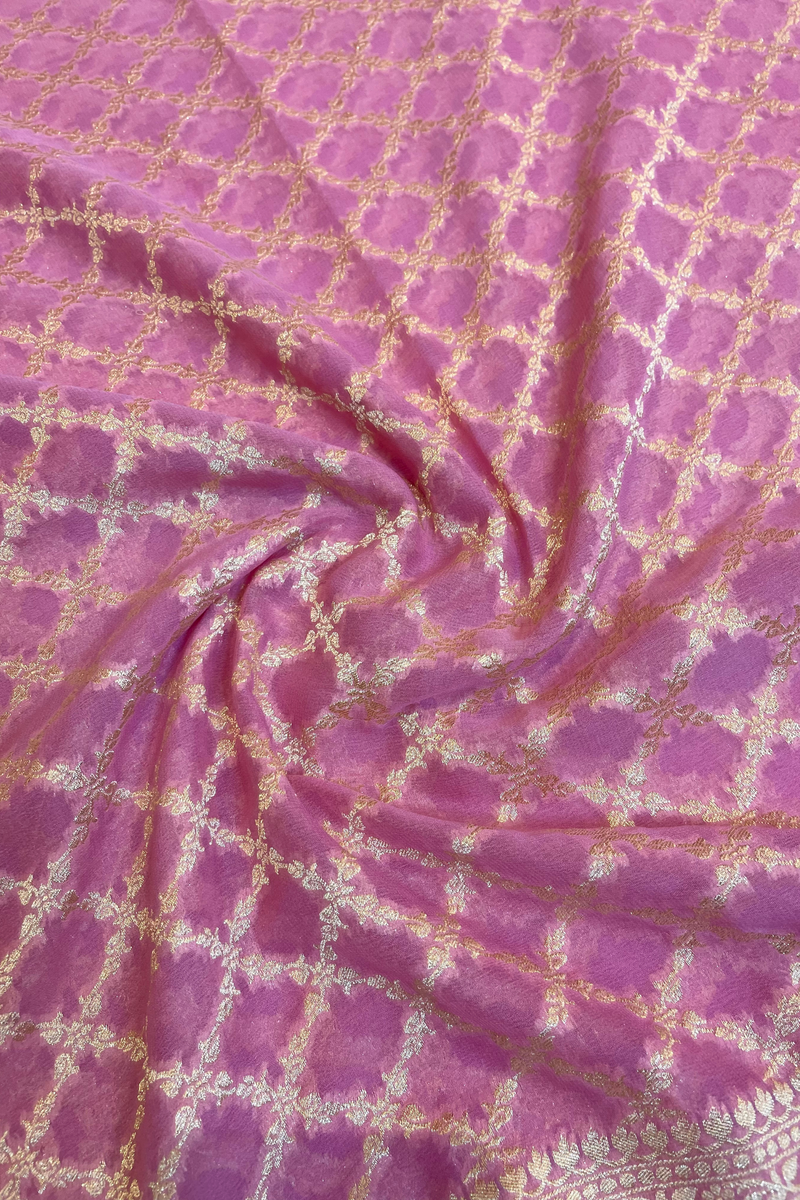 HOV Handloom Banarasi Georgette Silk Saree - All Over Jaali Design Aboli - 081