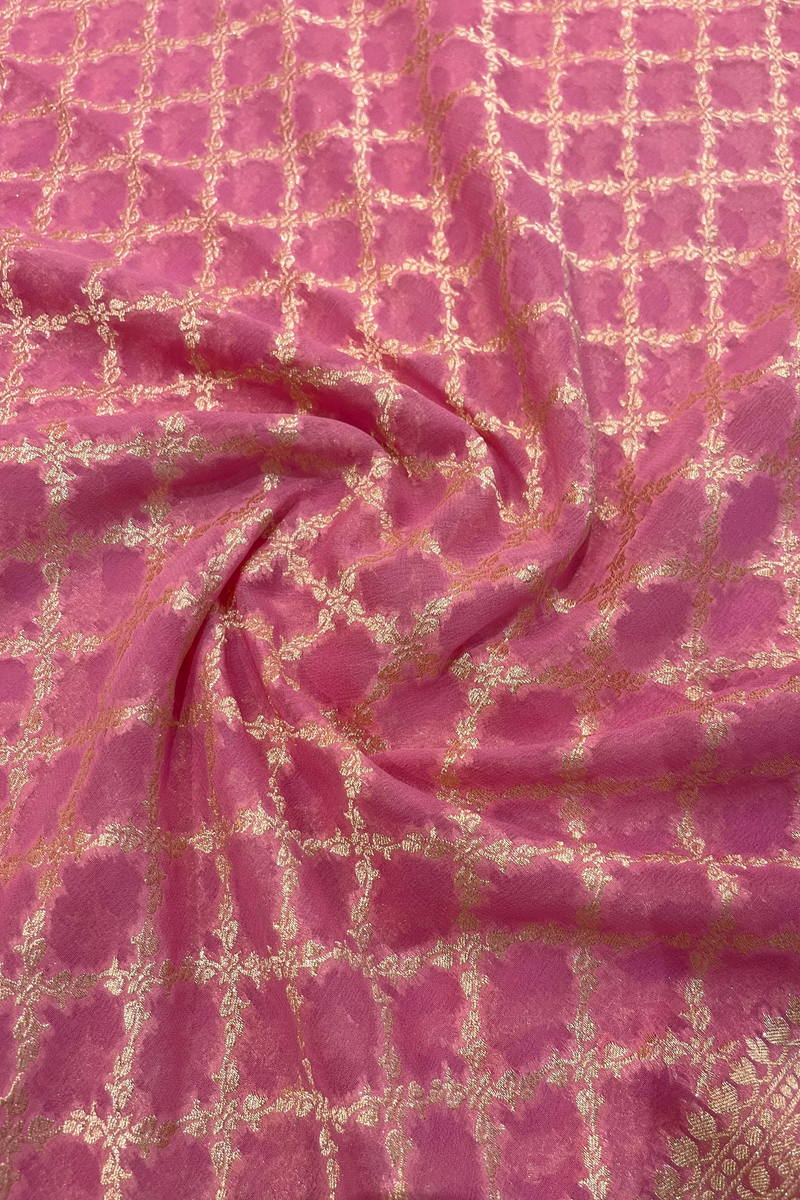 HOV Handloom Banarasi Georgette Silk Saree - All Over Jaali Design Aboli - 081