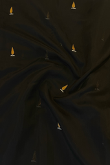 HOV HANDLOOM CHANDERI SAREE - GOLD LEAF - BLACK - 104