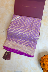 HOV Handloom Banarasi Georgette Silk Saree - All Over Jaali Design Light Purple - 079