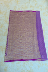 HOV Handloom Banarasi Georgette Silk Saree - All Over Jaali Design Light Purple - 079