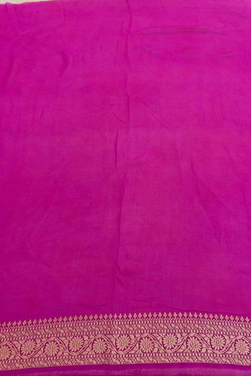 HOV Handloom Banarasi Georgette Silk Saree - All Over Jaali Design Light Purple - 079