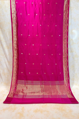 HOV Handloom Banarasi Katan Silk Saree - Butidar Kadhua -Double Dove Border Pink - 064