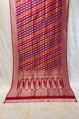 HOV Exclusive Handloom Banarasi Katan Silk Saree - Butidar - Rangakat Red Green - 102