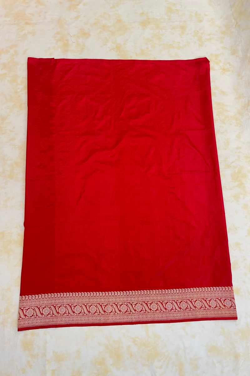 HOV Exclusive Handloom Banarasi Katan Silk Saree - Butidar - Rangakat Red Green - 102