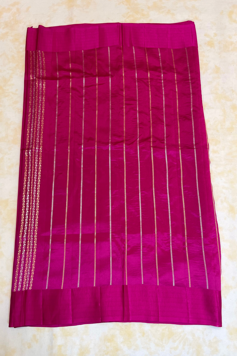 HOV Handloom Banarasi Katan Silk Saree - Butidar Kadhua -Double Dove Border Pink - 064