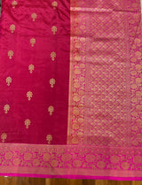 Handloom Kadhua Banarasi Silk Saree - Butidar - Pink Red