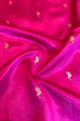 HOV Handloom Banarasi Katan Silk Saree - Butidar Kadhua - Bird Border Deep Pink- 063
