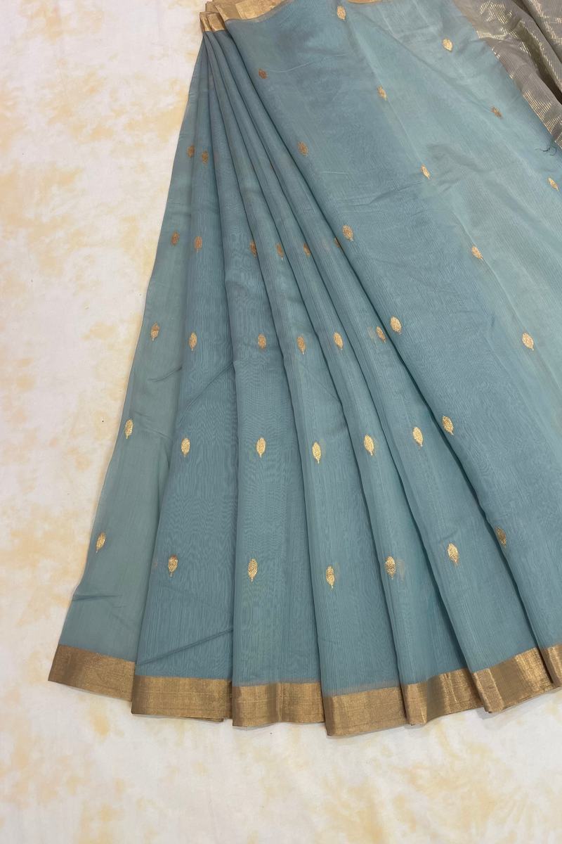 HOV Handloom Chanderi Cotton Silk Saree - Small Leaf - 028-01
