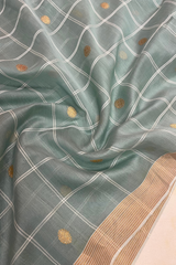 HOV Handloom Chanderi Cotton Silk Saree - Checks With Round Buta - 029-01