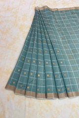 HOV Handloom Chanderi Cotton Silk Saree - Checks With Round Buta - 029-01