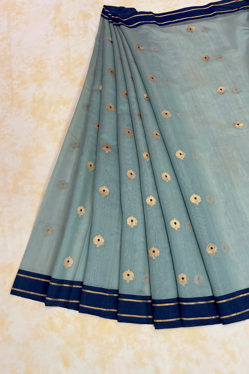 HOV Handloom Chanderi Cotton Silk Saree - Lotus Buta1 - 026