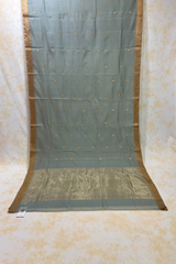 HOV Handloom Chanderi Cotton Silk Saree - Small Flower Blue - 030