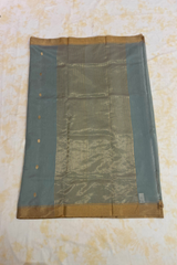HOV Handloom Chanderi Cotton Silk Saree - Small Flower Blue - 030