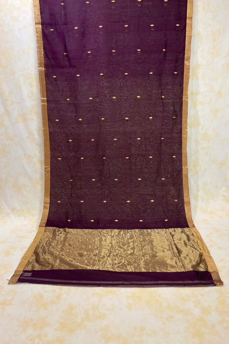 HOV Handloom Chanderi Cotton Silk Saree - Small Leaf - 028-02