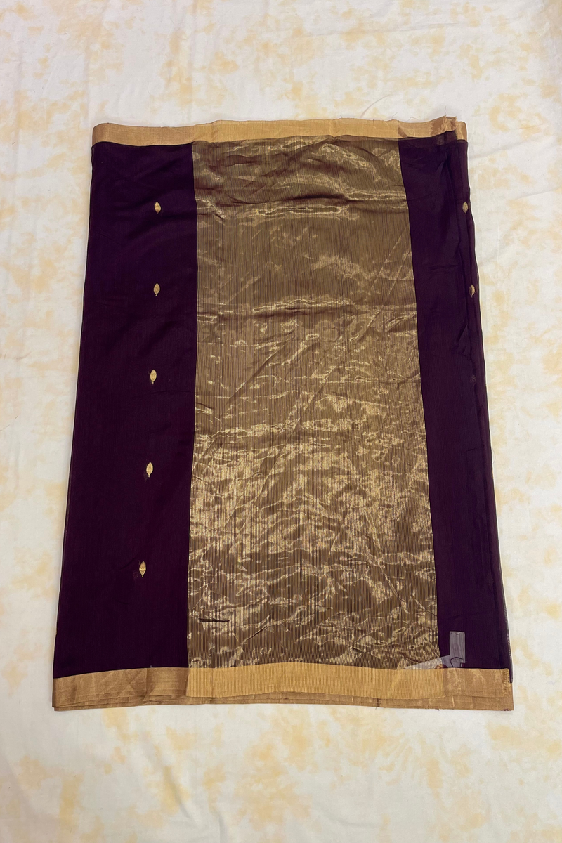 HOV Handloom Chanderi Cotton Silk Saree - Small Leaf - 028-02