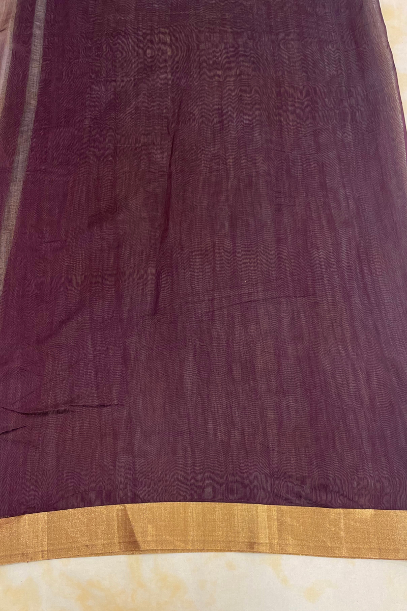 HOV Handloom Chanderi Cotton Silk Saree - Small Leaf - 028-02