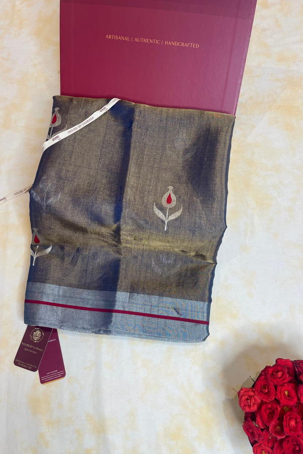 HOV Handloom Chanderi Full Tissue Saree - Plain - 009