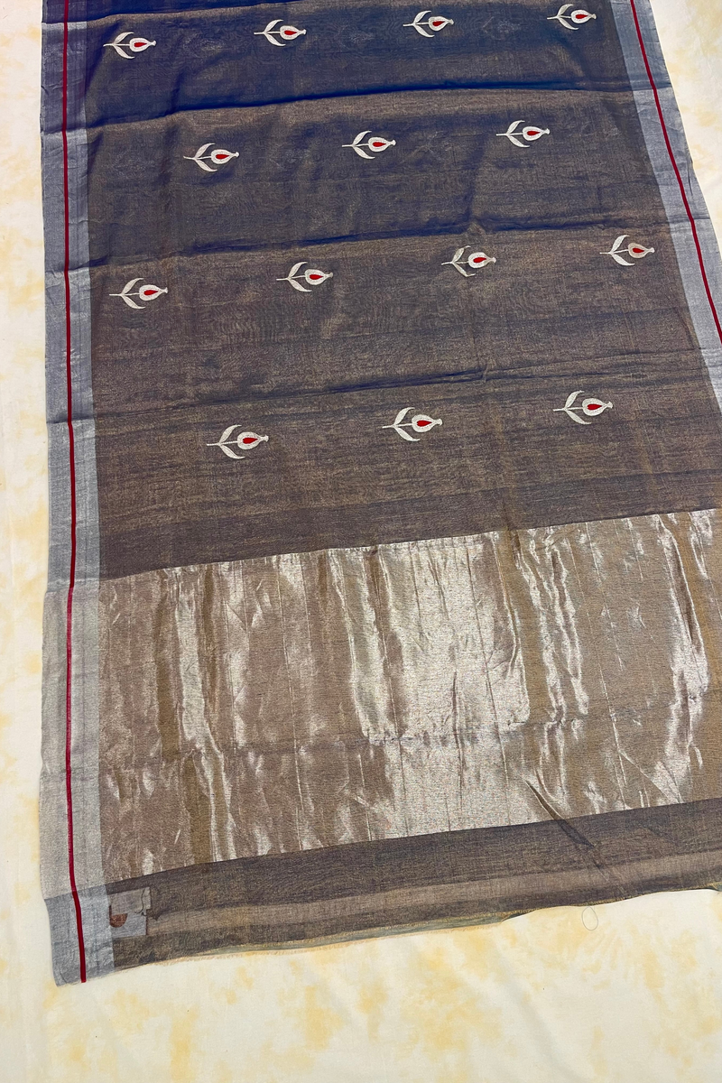HOV Handloom Chanderi Full Tissue Saree - Plain - 009