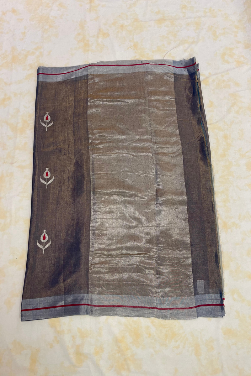 HOV Handloom Chanderi Full Tissue Saree - Plain - 009