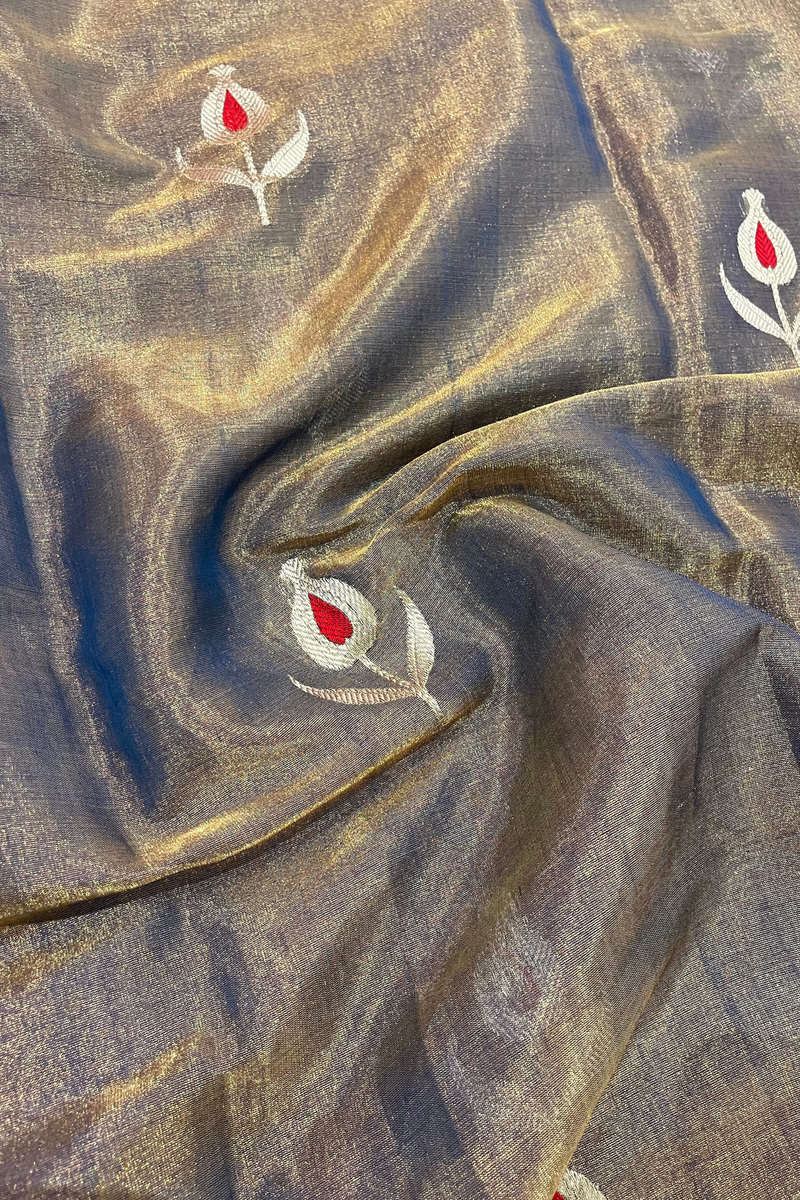 HOV Handloom Chanderi Full Tissue Saree - Plain - 009