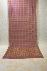 HOV Handloom Chanderi Cotton Silk Saree - Checks With Round Buta - 029-02