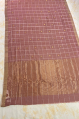 HOV Handloom Chanderi Cotton Silk Saree - Checks With Round Buta - 029-02