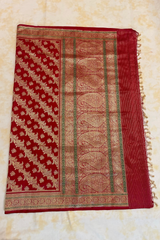 HOV Exclusive Pure Zari Handloom Banarasi Silk Saree - Jaangla  Minedar - Red - 055