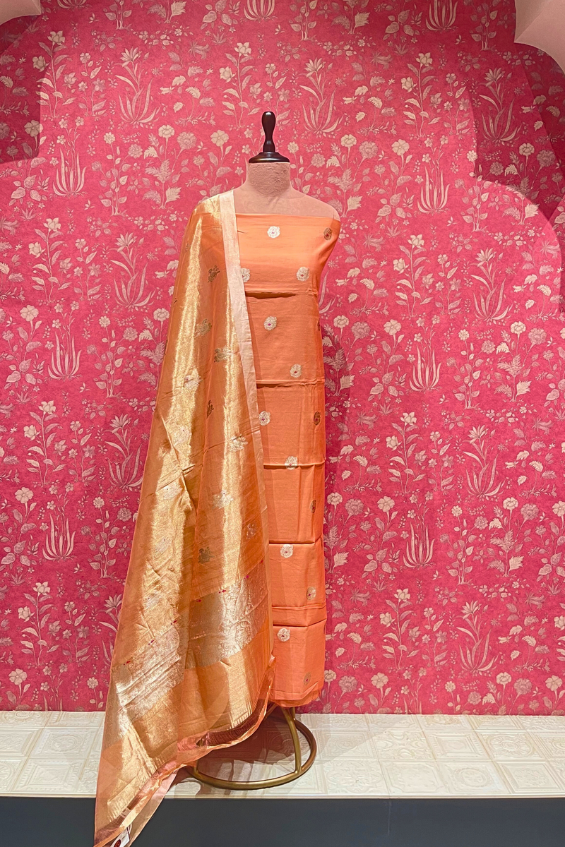 Handloom Tissue Suit sets - Orange