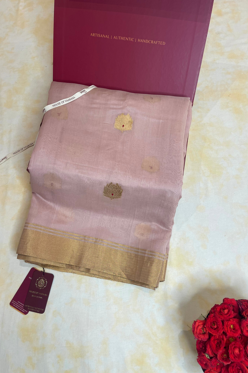 HOV Handloom Chanderi Cotton Silk Saree - Lotus Buta2 - 027-01