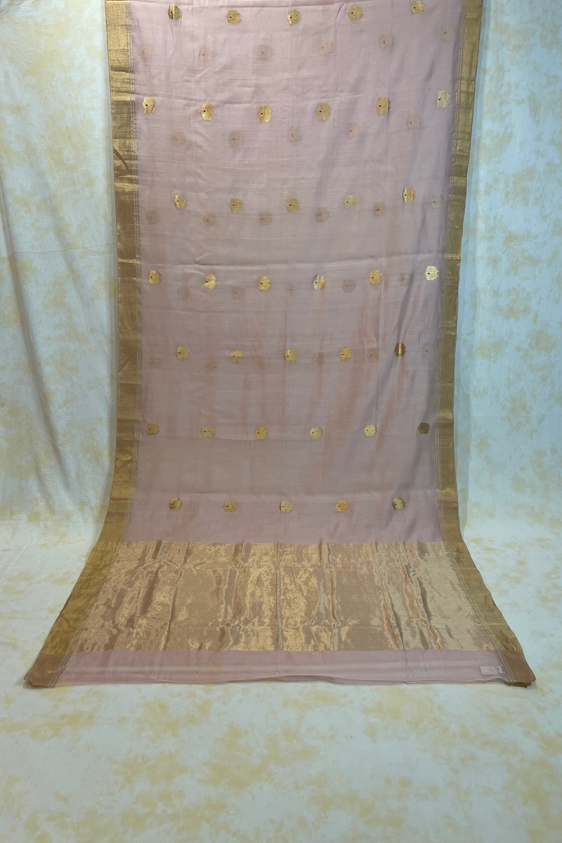 HOV Handloom Chanderi Cotton Silk Saree - Lotus Buta2 - 027-01
