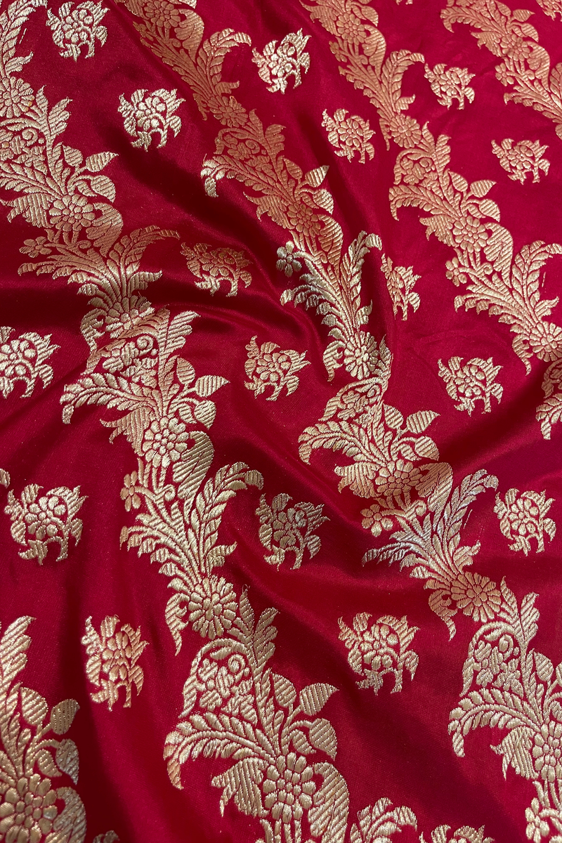 HOV Exclusive Pure Zari Handloom Banarasi Silk Saree - Jaangla  Minedar - Red - 055