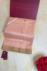HOV Handloom Chanderi Cotton Silk Saree - Jaswandi Flower Pink - 031