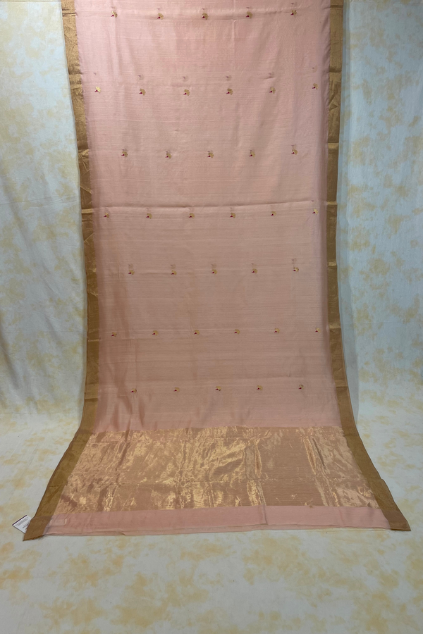 HOV Handloom Chanderi Cotton Silk Saree - Jaswandi Flower Pink - 031